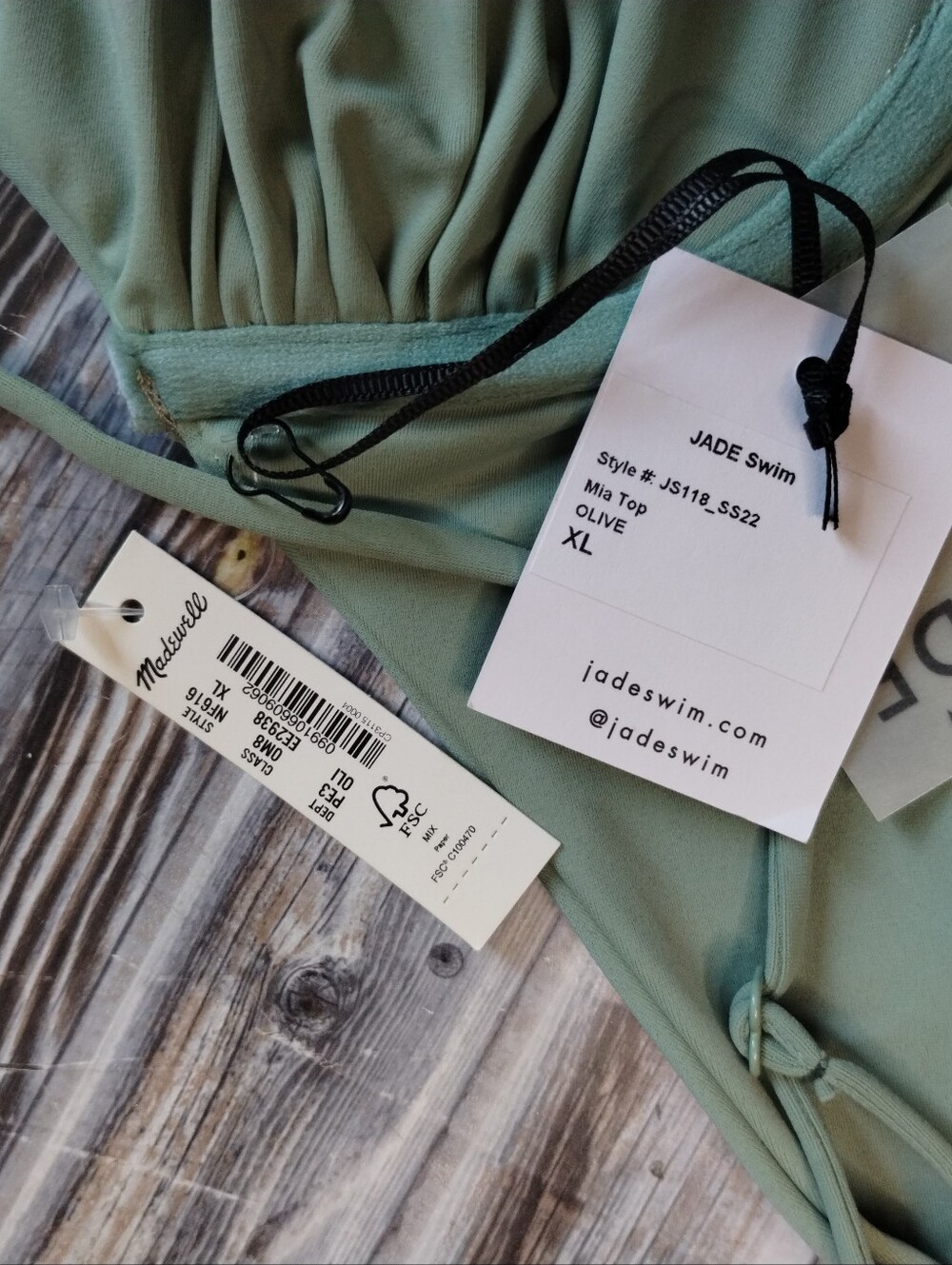 Jade Sage Green Ruched Swim Top - Picture 6 of 6